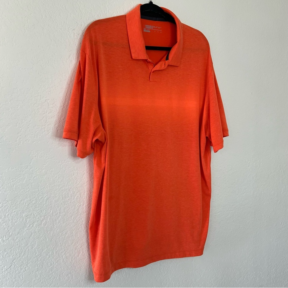 Men’s Nike Golf Standard Dri-Fit Orange Polo Shirt Men’s Size XXL Subtle Stripe - Picture 2 of 8